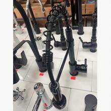 Glossy Black Spring Pull Out Kitchen Faucet, 360° Rotatable Extensible Sink Tap - A - View 11