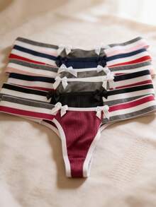 Kit 5 Calcinha Tanga Elástico Conforto Sensual Feminina Fio - Multicolorido - Visão 3