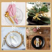 1-24pcs Gold Bow Napkin Rings, Metal Butterfly Napkin Rings, Christmas Bowknot Napkin Rings, Anniversary Wedding Birthday Party New Year Valentine's Day Banquet Table Decoration - Multicolor - View 11