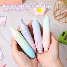 1pc Cute Correction Tape, 20ft Retractable White Smooth Pull-Out Pen, Convenient Instant Correction, Easy To Use, Beautiful Applicator Set, Replaceable Refill, Suitable For Students, School And Office Supplies, Easy To Use, Suitable For School Use, 4 Colors Available (Retractable) - Multicolor - View 4