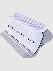 1/6/12 Pairs Men's Mesh Sports Socks With Lightning Pattern - Multicolor - View 2