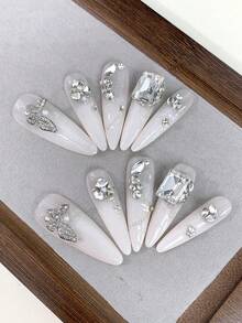 Korean Style Extra Long Artificial Nails, Handmade, Suitable For Daily Wear, Parties And Gatherings - Multicolor - View 3