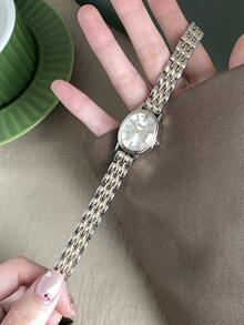 1pc Women's Elegant Gold Bracelet Watch, Compact Durable Fashion Square Display, Charming Gift, Suitable For Daily Wear - Silver and Gold - View 7
