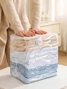 Vacuum Storage Bags Extra Large Cube Style Giant Vacuum Sealed Bags Suitable For Clothes, Bedding, Blankets, Pillows, Bed Linen And Sweaters Space-Saving Closet Storage - Clear - View 10