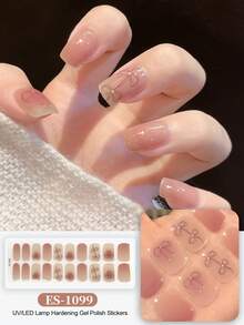 Cross-Border New Semi-Cured Gel Summer Toe Nail Stickers, Glitter Shiny Design, In Stock Wholesale, Waterproof And Long-Lasting - 藕粉色 - 查看 7