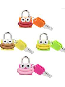 Sausage Lips Pattern Luggage Lock, Small Bag Padlock With Key, Copper Core Plastic Shell (Sausage Lips Pattern For Easy Matching), Compact And Sturdy, Suitable For Suitcases, Backpacks, Boxes, Laptop Bags, Graduation Season, Back To School Season Gifts, Teacher's Day, Back To School Essentials, Travel - Multicolor - View 1