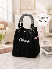 Personalized Name Tote Bag, Custom Printed Women's Handle Bag, Fashionable Shoulder Bag, Travel Shopping Beach Bag Gift - Multicolor - View 7
