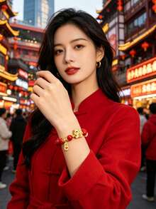 Gelang Manik-Manik Mewah Desain Kreatif Eropa dan Amerika, Gaya Korea, Aksesori Pakaian Serbaguna untuk Wanita, Modis dan Unik - Gelang Kekayaan Instan - View 3