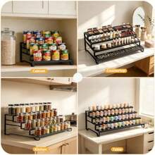 4 Tier Expandable Can Rack Organizer For Pantry, Adjustable 13"-21" Metal Soda Can Organizer, Pantry Organization Canned Food Storage Holder For Kitchen Cabinet Countertop, Black 1Pack - Black - View 4