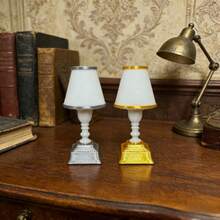 Miniature Vintage Table Lamp, Miniature Furniture Decor Model Bedside Lamp Model Architectural Material, Suitable For 1:12 Scale Dollhouse, Perfect Collectible And Holiday Gift, No Electricity Required, No Battery Needed, Statue Ornament - 1 Silver Piece - View 2