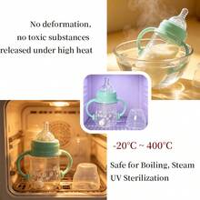 1 pieza/2 piezas Biberón de vidrio para bebé resistente al calor hasta 400℃ esterilizable con tetina de silicona anti-cólico y pajita con bola de gravedad 180ml/280ml apto para bebés de 6 meses en adelante - Multicolor - Ver 6
