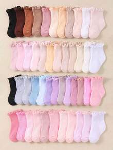 10/20 pares de calcetines de bebé de media pantorrilla en colores caramelo con volantes y alta elasticidad, calcetines para niñas pequeñas para caminar y correr en la escuela, calcetines suaves, transpirables, elásticos y que no aprietan para uso diario, de 0 a 36 meses, para todas las estaciones y para la vuelta al cole, calcetines para bebés, calcetines para niñas, calcetines para niños pequeños, calcetines de media pantorrilla, calcetines con volantes, regalo para la vuelta al cole, regalo para recién nacidos, imprescindible para revelar el del bebé. - Multicolor - Ver 1