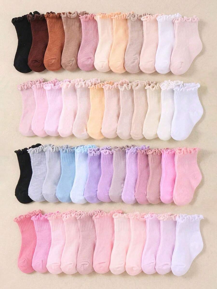 10/20 pares de calcetines de bebé de media pantorrilla en colores caramelo con volantes y alta elasticidad, calcetines para niñas pequeñas para caminar y correr en la escuela, calcetines suaves, transpirables, elásticos y que no aprietan para uso diario, de 0 a 36 meses, para todas las estaciones y para la vuelta al cole, calcetines para bebés, calcetines para niñas, calcetines para niños pequeños, calcetines de media pantorrilla, calcetines con volantes, regalo para la vuelta al cole, regalo para recién nacidos, imprescindible para revelar el del bebé. - Multicolor - Ver 1