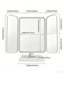 1pc 3-Fold LED Makeup Mirror With Light, Touch Dimming 3 Color Modes, 2X Magnification, 180° Rotatable Foldable Desktop Mirror With Storage Tray, Portable Travel Beauty Gift, Suitable For Women Bedroom Dorm - LED Tri-fold Cushion Makeup Mirror - View 9