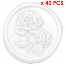40 piezas de pegatinas de sello de cera con relieve 3D de hortensia, pegatinas de sello para sobres de invitación de boda, pegatinas de flores autoadhesivas, perfectas para invitaciones y embalaje de regalos - Hortensia blanca perlada - View 9