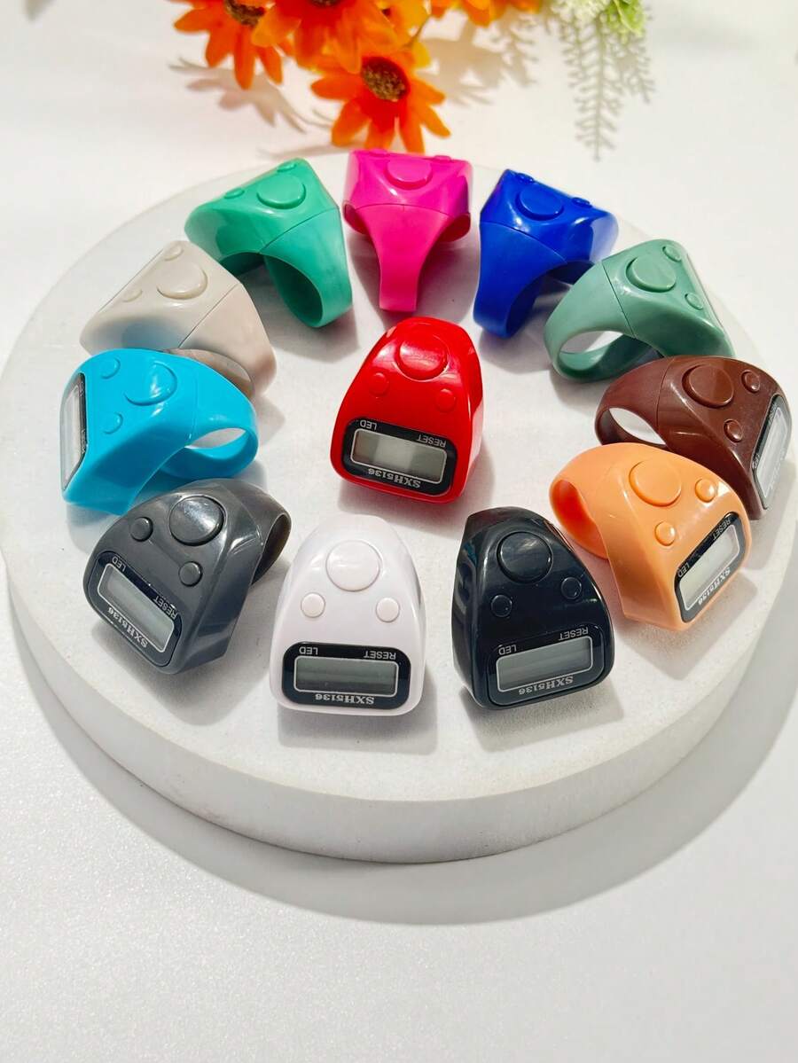 Penghitung Elektronik Manual Model Cincin, Alat Hitung Mini Portabel dengan Tombol Atas Besar untuk Menghitung, Dua Tombol Samping untuk Lampu Latar LED dan Reset Sekali Klik, Lampu Latar Malam LED untuk Lingkungan Gelap, Tampilan Angka Jelas dalam Cahaya Redup - Beraneka warna - View 1