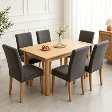 1pc/4pcs/6pcs/8pcs Removable Chair Covers, Dining Chair Covers, Fleece Jacquard, Simple Solid Color, Suitable For Restaurant, Living Room, Bedroom Chair Decoration - Grey - View 14