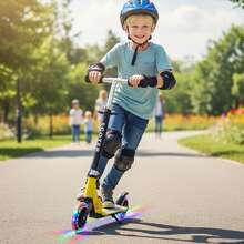 Scooter Patinete Plegable Para Niños Con Ruedas Ilumina - Amarillo - Ver 7