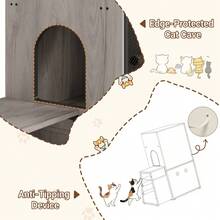 Soonbuy Cat Litter Box Enclosure Furniture,Hidden Litter Box Furniture With Shelf&Ladder,Double Litter Box Cabinet For Large Cats,Easy To Clean - Grey - View 6