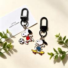 SNOOPY 2款卡通史努比鑰匙圈,運動足球設計金屬手工DIY鑰匙圈,可愛包包裝飾狗狗吊飾,送給粉絲朋友的小禮物 - 彩色 - 查看 10