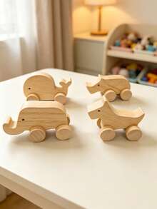 1pc Funny Wooden Animal Figurine Desktop Decor Suitable For Nursery And Children's Room Baby Accessories Baby Supplies Baby Girl Supplies Room Decoration - Multicolor - View 5