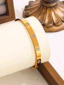 3pcs/1pc Fashion Stainless Steel Jewelry Set, Clover Design, Suitable For Women's Commute Or Daily Wear, Perfect Gift For Friends - Golden 1 - View 6