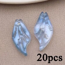 20pcs Glass Colored Leaf Pendant Jewelry Making DIY Earrings Pendant Various Design Charms For Jewelry Making Bracelets Necklace - Multicolor - View 15