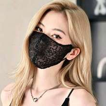 1pc Women's Embroidered Mesh Decorative Face Mask, Breathable Lace Washable Face Mask, Shaping Face Mask, Breathable, Washable, Lightweight, Provides Sun Protection, Suitable For Various Outfits - Multicolor - View 1