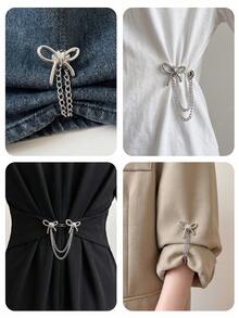 Sleek Clothing Clips To Cinch Fabrics Without Sewing Bowknot Pant Clips For Stylish Youth Chain Sleeve Clips Ideal To Style Daily Looks Shawl Clips Camping Hiking Holiday Vacation Beach Back To School Cruise Travel Essentials Accessories - Multicolor - View 8