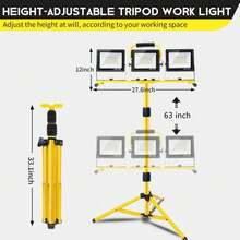 Tripod With 3 Portable LED Reflectors And Adjustable Height - Yellow - View 2