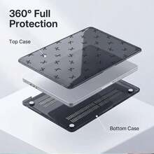 2 Pieces Transparent Smoke Gray Hard PC Case Compatible With MacBook, Anti-Slip Silicone Feet Hollow Cooling Vents Full Wrap Shockproof Laptop Protective Cover Compatible With 13 Neo/13.3 Air/13.3 Pro/13.6Air/14.2 Pro/15Air/16.2Pro - View 4