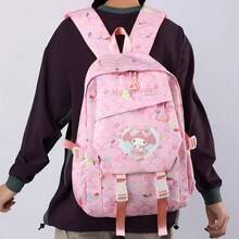 Miniso Kit de mochila 3 em 1 My Melody com laço, moldura de renda e escamas de sereia rosa, para campismo, viagem de carro, passeio na cidade, férias e uso diário - Rosa - Ver 3