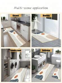 1pc Nordic Abstract Morandi-Style Kitchen Mat 3.5mm Soft Rubber Water-Absorbing Mat, Suitable For Kitchens, Bathrooms, Living Rooms, Outdoor Door Mats, Kitchen Rugs, Home Decor, And Toilet Mats. - Multicolor - View 5