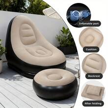 High-Quality Outdoor Inflatable Lounge Chair, Foldable With Footstool Sofa Bed, Patio Cushion Slouchy Sofa For Camping And Home Use, Suitable For Outdoor, Travel, Picnic And Beach, Lightweight And Space-Saving, Essential For Spring And Summer - A+B - View 13
