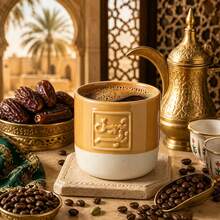 Middle East Ramadan Arabic Blessing Embossed Coffee Mug Tea Cup, Creative Gift, Suitable For Espresso, Desert Theme Gift, Saudi National Day Gift, Also Suitable For Family Gatherings, Afternoon Tea And Office - Multicolor - View 4