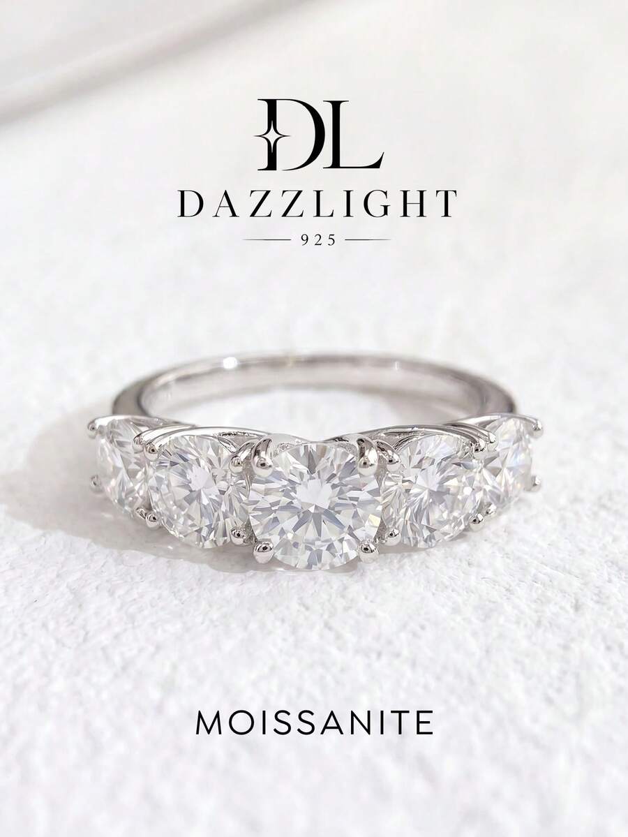 1pc Classic 6-Prong Moissanite Diamond Engagement/Wedding Ring, D Color, 0.5-2 Carat, 925 Sterling Silver, Suitable For Proposal, Wife/Girlfriend Gift, Birthday, Anniversary, Bridal Jewelry - Silver - View 1
