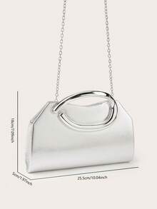 AIBBYDAR Women's Handbag Evening Bag Small Square Bag Makeup Bag Wallet Solid Color Fashion Elegant Shiny Handle Wedding Season Evening Gown Matching Handbag Detachable Shoulder Strap Ball Party Gathering - Silver - View 9
