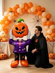 1pc 150cm Extra Large Standing Detachable Pumpkin Head Base Aluminum Foil Balloon, Halloween Party Atmosphere Decoration Toy Shaped Balloon - View 7