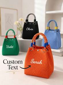 Personalized Name Tote Bag, Custom Printed Women's Handle Bag, Fashionable Shoulder Bag, Travel Shopping Beach Bag Gift - Multicolor - View 1