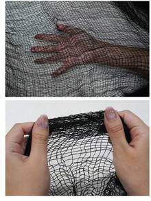 Multi-Color Thick Mesh Horror Fabric, Torn Ripped Horror Mesh Cloth, Horror Decorations, Hanging Decor, DIY Ghost Costume Accessories, Suitable For Haunted House Entrance, Windows, Bar, KTV Escape Room, Carnival, Festival Of Lights, Indoor/Outdoor Scene Decoration, Reusable Halloween Party Supplies - Ghost Costume Accessories - View 8