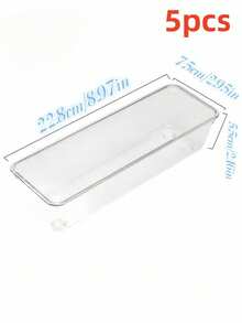 8Pcs-Multifunctional Kitchen Drawer Cutlery Transparent Storage Box, Transparent Plastic Drawer-Style Storage Tray, Kitchen Cup Bowl Small Utensil Storage Box, Cabinet Cutlery Cabinet Multifunctional Storage Box - Multicolor - View 15