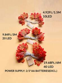 1件 1.5/3/6M 電池供電萬聖節裝飾秋季楓葉LED燈串，萬聖節派對裝飾楓葉燈，豐收感恩節楓葉燈飾花環，秋季豐收季節楓葉裝飾燈，壁爐架裝飾燈，秋季裝飾 - 楓葉 - 查看 9