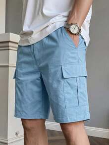 3pcs Teen Boys Casual Sports Personalized Pocket Bermuda Cargo Shorts Spring Summer Autumn - Dusty Blue - View 6