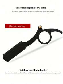 1 Black Scraper+10 Blades;Unisex Folding Travel Straight Edge Razor Set With Ultra-Thin Stainless Steel Double-Sided Blades, Suitable For Home And Salon Beauty Use - Safety Razor - View 8