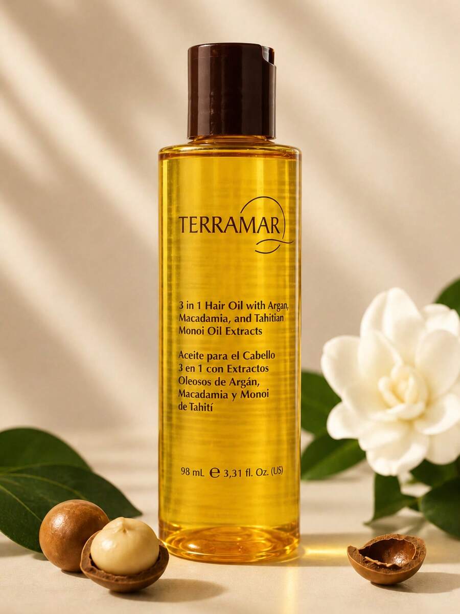 Aceite Reparador para Cabello con Argán Macadamia y Monoi Nutrición Profunda Anti Frizz y Brillo Natural 98ml - Amarillo - Ver 1