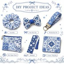 10Pcs Blue Ceramic Series Precut Fabric Strips Bundle Fabric Jelly Roll, Material Assorted For Quilting DIY, Handicrafts Sewing, Rugs, Home Decoration, Hair Bows, Patchwork Making - Default - View 7
