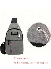 Two Pieces Textured Crossbody Bag, With Multiple Pockets, Adjustable Wide Strap, Largecapacitysingleshoulderbag, Suitable For Both Men And Women - Blue - View 4