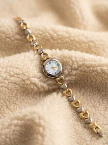 Xsvo Kids Minimalist Fashion Quartz Watch, Rhinestone Dial With Steel Band, Suitable For Birthday Gift, Year-End, Cyber Monday, 1pc/Set - Gold - View 11