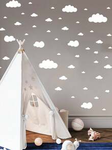 Cloud Wall Decal White Bedroom Wall Art Sticker Home Decor Vinyl Wall Sticker Spring Home Refresh Decoration Sticker Holiday Decoration Sticker Birthday Graduation Gift - White 1pc - View 3