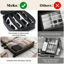 Adjustable 6/7/8 Compartment Eyewear Storage Box With Dividers, Vacuum Cleaner Storage Bag, Portable Fashion Glasses Case,Bedroom Room Decor,Back To School - Black - View 4